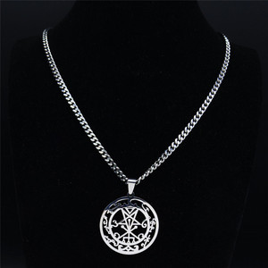 Nouveau pendentif Lucifer Signal, <span class=keywords><strong>pentagramme</strong></span> creux <span class=keywords><strong>du</strong></span> <span class=keywords><strong>diable</strong></span>, collier en acier inoxydable pour hommes et femmes, collier avec pendentif sceau <span class=keywords><strong>du</strong></span> <span class=keywords><strong>diable</strong></span> - Product Image 3