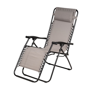 Poltrona GRAVITY Grigia 65x175x110 cm, Sedia da Spiaggia Resistente per un Comodo Relax - Product Image 1