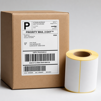 Rollo de Etiquetas de Envío Térmicas Directas, Etiqueta Autoadhesiva con Código de Barras, Papel de Etiquetas Térmicas Impermeable para Logística y Almacén