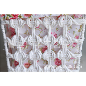 Round White Fabric <b>Laundry</b> Basket Small Floral Print Storage Basket Cotton Material <b>Standing</b> Type For Clothing Organizer - Product Image 5