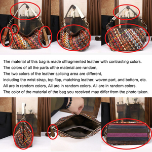 Bolso de Hombro de Cuero Genuino Tejido a Mano, de Lujo, con Parches Coloridos, Gran Capacidad, para Mujer, de Fabricante y Proveedor - Product Image 4