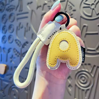 Porte-clés DIY en cuir avec alphabet, 26 lettres, porte-clés porte-bonheur, breloque mignonne pour couple, pour sac à dos, décoration de sac et de clés