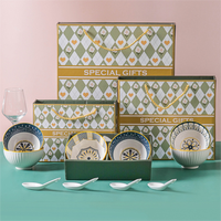 Bol en céramique à motif de sourire jaune pop moderne bol rétro coffrets cadeaux ensemble utiliser comme cadeaux d'anniversaire au prix de gros