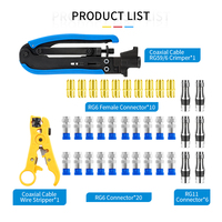 Kit d'outils de sertissage pour câble coaxial RG6 avec pince à dénuder les câbles pour les installateurs de télévision par câble et satellite