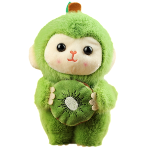 Set di <span class=keywords><strong>2</strong></span> Portachiavi Scimmia in Peluche, Scimmia con Kiwi e Pesca, Ciondolo Morbido Animale Imbottito, Accessorio per Borsa, Regalo - Product Image 3