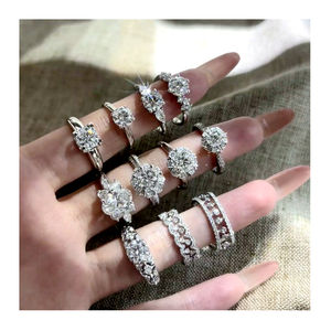 Bagues en argent 925 avec moissanite, anneaux pour hommes, or chinois, vente d'anneaux par douzaine en argent sterling, bague ronde en diamant - Product Image 1