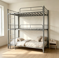 Lit superposé vertical en métal à 3 niveaux, gain de place, robuste, en fer, pour chambre d'enfant, d'adolescent ou de dortoir