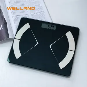 Welland 높은 정확한 저울 블랙 바디 지방 규모 디지털 BMI 스마트 무게 체지방 전자 규모