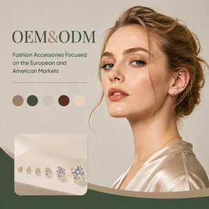 ต่างหูแบบติดหู OEM ODM ขายส่ง ชุบเงิน ประดับเพชรทรงกลมสี่ขา หลายขนาด ชุดเครื่องประดับสำหรับผู้หญิง - Product Image 1