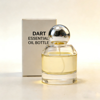 Botella de Perfume Redonda Minimalista de Vidrio, Cuerpo Transparente con Tapa de Bola Dorada, Envase Vacío para Perfume y Aromaterapia
