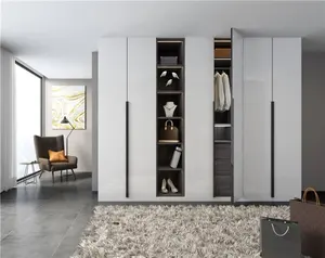 中国工厂供应家具mdf设计3门卧室衣柜设计黑白衣柜