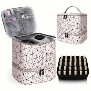 Sac cosmétique double couche en PU, grande capacité, portable, pour rangement de vernis à ongles, avec grille de séparation, <span class=keywords><strong>kit</strong></span> de manucure – Vente chaude - Product Image 5