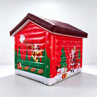 Maison de Noël gonflable géante - Décoration de jardin éclairée par LED avec souffleur