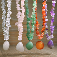 Nouveau Collier Pendentif Bohème d'Été en Améthyste, Pierre Naturelle en Gravier Irrégulier, Perles de Pierres Précieuses, Chaîne Énergétique Yoga