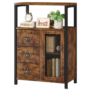 Armoire de rangement moderne industrielle rustique en bois et en métal noir pour la maison hôtel pour le salon chambre <span class=keywords><strong>cuisine</strong></span> salle à manger salle de bain - Product Image 5