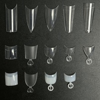 Pointes d'ongles transparentes XXL courbées en C, demi-couverture, 500 pièces, pointes droites transparentes, longues et effilées, carrées
