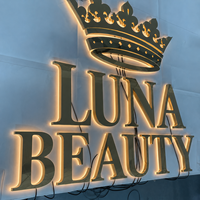 Enseignes lumineuses LED personnalisées pour intérieur, avec logo rétroéclairé et lettres LED, sur panneau métallique, pour salons de cils et de manucure