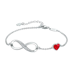 Hot-Selling 925 Sterling Silver <b>Love</b> Niche Infinite Heart-Shaped Crystal Hand Jewelry <b>Bracelet</b> - Product Image 2