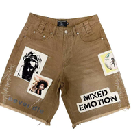 Shorts en jean pour hommes, tendance, imprimés vintage, à rivets, style américain, vente chaude de l'été
