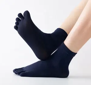 Chaussettes à orteils de 5 doigts pour hommes, accessoire de sport, confortable, noir, d'équipage