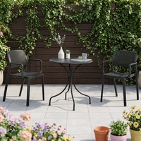 Ensemble de meubles de jardin 3 pièces en PP résistant pour l'extérieur et table en acier au carbone pour balcon, camping