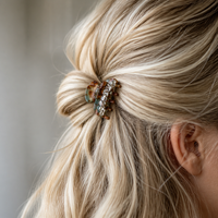 Mini pince à cheveux écaille de tortue * Pince en acétate ornée de cristaux étincelants * Élégante petite pince requin pour franges latérales Boutique