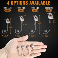Lot de 15 leurres plombés en gros 3,5g 5g 7g 10g, têtes de jig à visser pour leurres nageurs, yeux 3D, hameçons de pêche 1/0 2/0 3/0