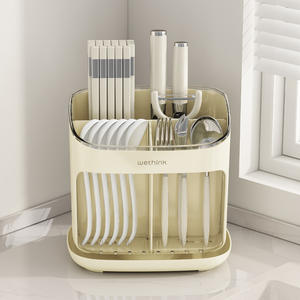 Wethink Cutlery Storage Rack Oval L Size With Tray Quick Dry Draining Rack For <b>Kitchen</b> Countertop - Product Image 2