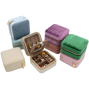 Tùy Chỉnh Logo Đồ Trang Sức Earing Trường Hợp Nhỏ Nhung Travel Box Xách Tay Organizer Trường Hợp Du Lịch Trường Hợp Đồ Trang Sức