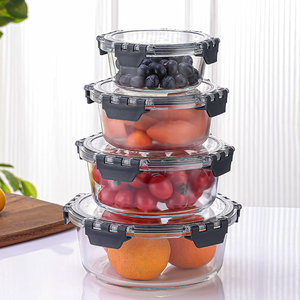 Sản Xuất Lò Vi Sóng An Toàn Thủy Tinh Hộp Ăn Trưa Vòng Vuông Nhà Bếp Kín Lọ Hạt Lưu Trữ <span class=keywords><strong>Container</strong></span> Với Tươi Giữ Nắp - Product Image 2
