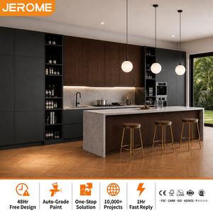 Mobili da <span class=keywords><strong>Cucina</strong></span> di Alta Gamma, Armadietti a Parete Multifunzionali Modulari con Isola e Piano di Lavoro in Quarzo Artificiale - Product Image 1