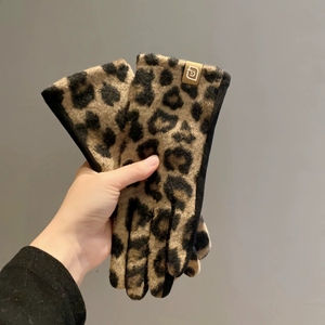 Guantes con estampado <span class=keywords><strong>de</strong></span> leopardo a la moda, guantes cálidos para ciclismo al aire libre en otoño e invierno, guantes gruesos con separación <span class=keywords><strong>de</strong></span> dedos - Product Image 2