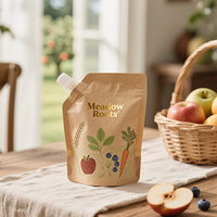 Pochette de support liquide biodégradable avec bec 250Ml 500Ml Pochette d'assaisonnements de ketchup de qualité alimentaire en papier kraft avec estampage à l'or
