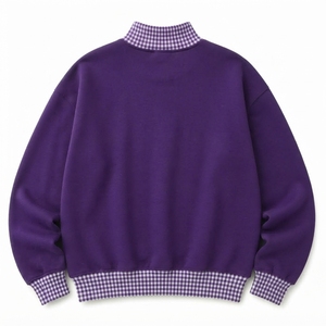 Sudadera de punto 100% algodón para mujer, primavera-invierno, con estampado futurista, cuello alto, apliques de guinga y logo frontal informal. - Product Image 2