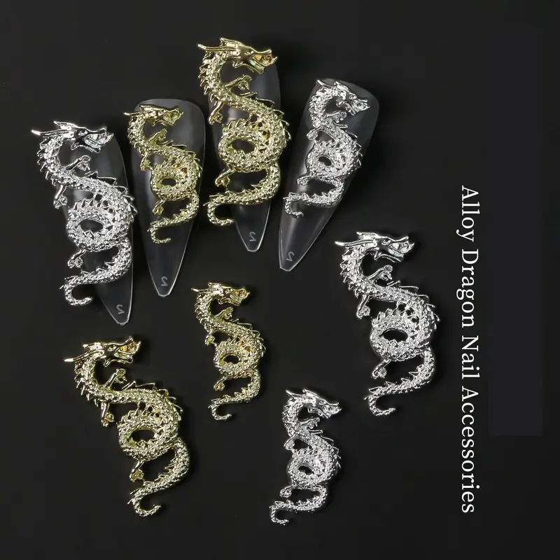 4 Types Nouveau Design Dragon Loong Dragon Chinois Argent Or 2 couleurs Nail Art DIY Alloy Stones Wholesale High Quality