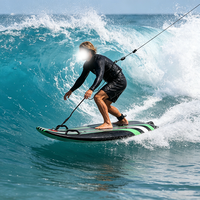 Planche de ski/surf aquatique pour adulte en fibre de carbone, motif vert et blanc, idéale pour la compétition - Essentiel pour les sports nautiques