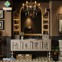 OEM 2025 Juerte doré bois massif moderne chambre à coucher salle de bain ensemble de vanité Table à manger bureau cuivre panneau d'armoire miroir évier robinet
