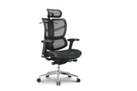 Chaise de bureau ergonomique moderne à dossier haut pour patron, chaise de direction noire avec fonction pivotante, en cuir et en métal