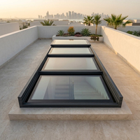 Fenêtre de toit coulissante empilable moderne en aluminium pour villa, terrasse sur toit, étanche, éclairage naturel, conception de projet personnalisée