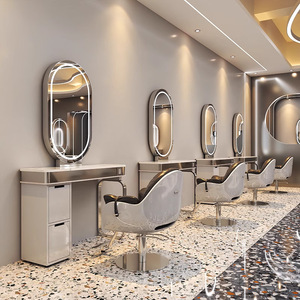 Espejo de Salón de Belleza con Iluminación LED, Muebles con Espejo y Armarios para Peluquerías, Diseño Moderno - Product Image 3