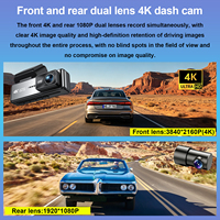 Nueva Cámara para Auto 4k, DVR con Wifi y GPS, Cámara de Tablero 4k+1080P Wifi, Dashcam 4k con Doble Lente Delantera y Trasera, Dashcam 4k Wifi con ADAS
