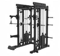 PROCIRCLE SQ7005 Machine Smith double fonction pliable en acier inoxydable avec système de câbles et support de barre réglable pour entraînement de rame et de lunge