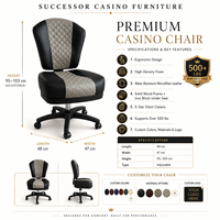 Chaise de casino réglable SUCCESSOR, chaise de casino avec table de poker en plastique, chaises de luxe, logo OEM, chaises de roulette de casino