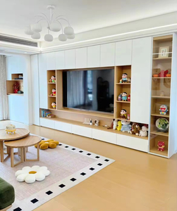 Gabinete de soporte de TV blanco de diseño moderno personalizable, tablero de fibra de densidad media, pizarra italiana, soporte duradero para muebles de dormitorio DIY - Product Image 6