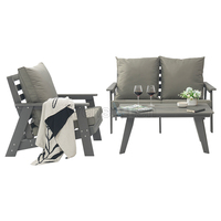 Fauteuil de jardin de luxe étanche avec coussin en plastique et bois, fauteuil de salon à Double siège