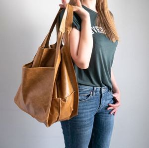 Sacs à main spacieux en cuir souple, sacs fourre-tout vintage pour femme, sacs à main de créateur en cuir PU huilé pour femme, vente en gros Chine - Product Image 4