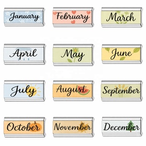 Calendario mensual DIY estilo italiano en stock, meses con letras en inglés de diciembre, pulsera creativa de acero inoxidable galvanizado. - Product Image 2