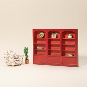 Étagère à livres triple en bois à l'échelle 1:12, style jouet DIY, accessoires de maison de poupée de style européen, modèle JC 00158, 14 ans et plus - Product Image 4