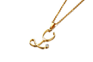 Pendentif en forme de cœur pour fille, bijoux créatifs, en acier titane, strass, coquille, Stethoscope, pendentif, vente en gros, 1 pièce - Product Image 3