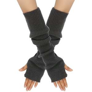 Gants longs à demi-doigts I-0061 en laine et acrylique tricotés pour femmes, adultes et enfants, gants d'hiver élastiques magiques - Product Image 5